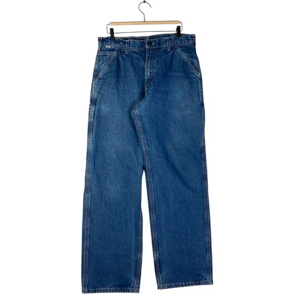 Vintage Carhartt Flame Resistant Workwear Denim Cargo Pants 34x32 - Picture 1 of 7